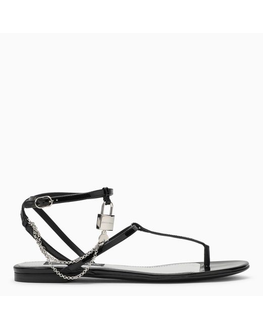 Dolce & Gabbana patent thong sandal with chain