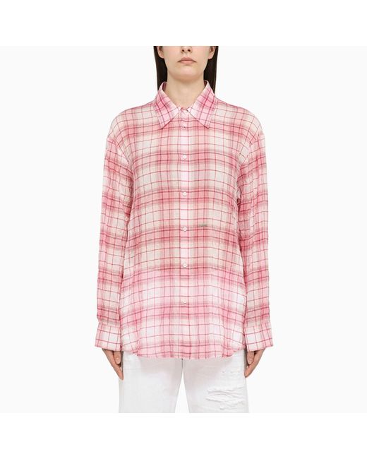 Dsquared2 White/pink checked shirt