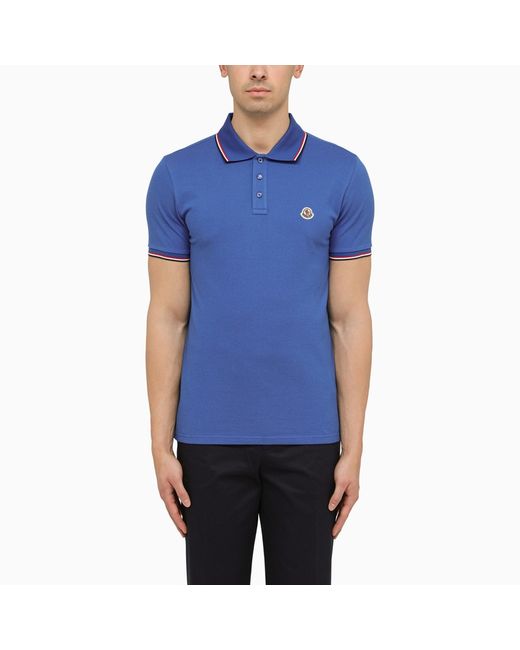 Moncler Blue polo shirt with logo
