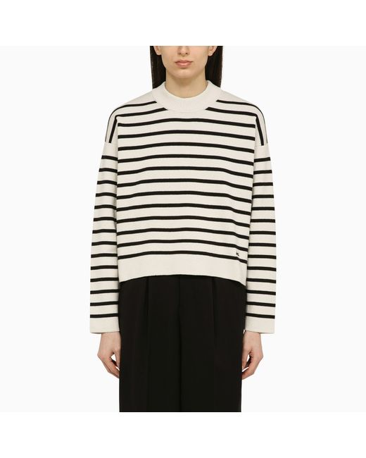 AMI Alexandre Mattiussi Chalk white/black striped and wool jumper