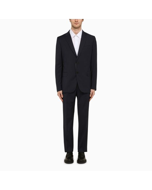 Valentino Navy single-breasted suit wool