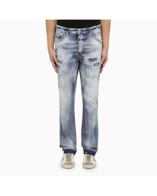 Dsquared2 Navy washed jeans with wear