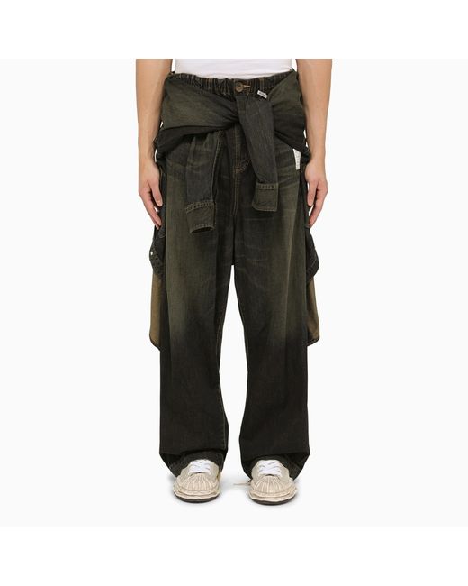 Maison Mihara Yasuhiro Wide denim jeans with integrated shirt waistband