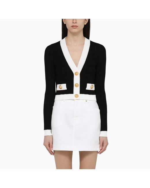 Balmain /white cardigan with gold buttons