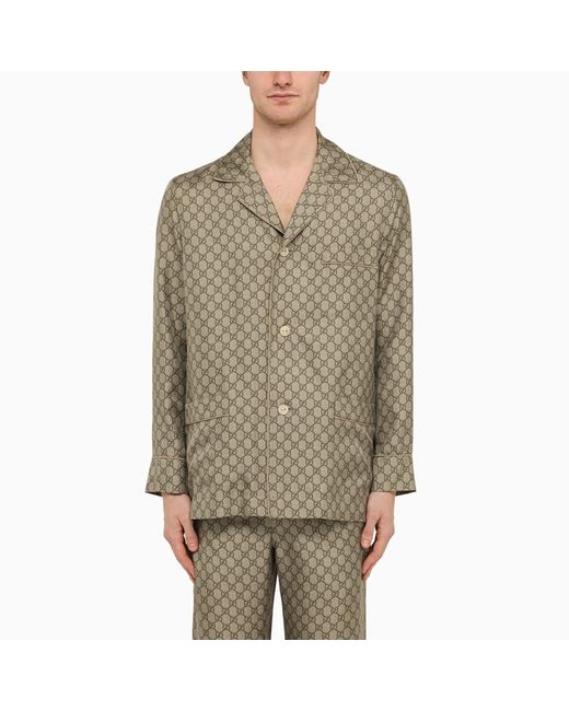 Gucci Beige/ebony silk GG print jacket