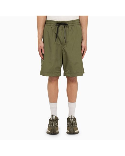Moncler Grenoble Military bermuda shorts with logo patch