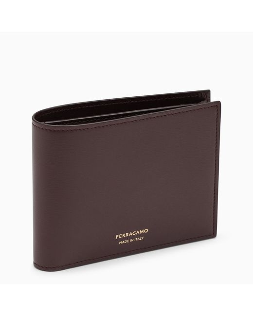 Ferragamo Dark Barolo billfold wallet with coin purse