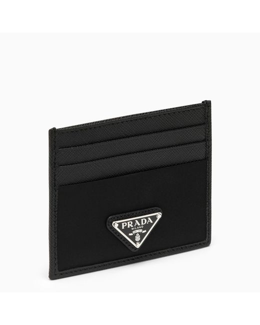 Prada Saffiano card case with logo triangle