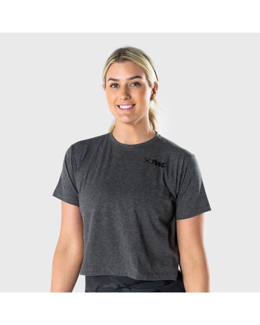 The WOD Life Twl Everyday Cropped T-Shirt 2.0 Sl Charcoal Marl/Black