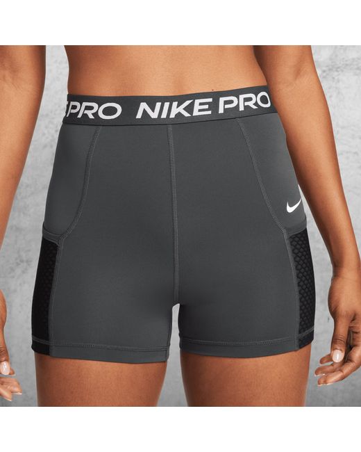 Nike Pro Dri-FIT High-Waisted 3 Training Shorts DARK SMOKE GREY/BLACK/WHITE