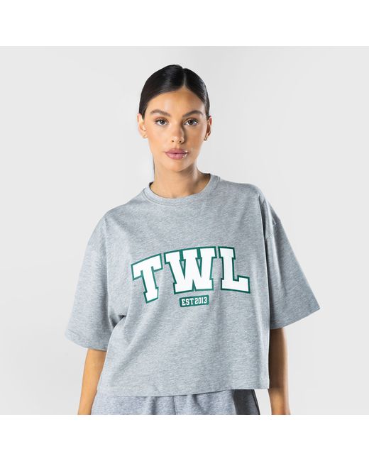 The WOD Life Twl Lifestyle Oversized Cropped T-Shirt Varsity Light Grey Marl