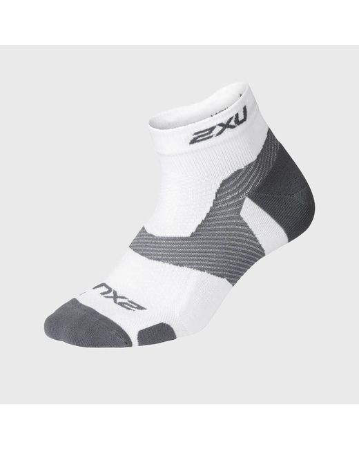 2Xu Vectr Light Cushion 1/4 Crew Compression Socks White/Grey