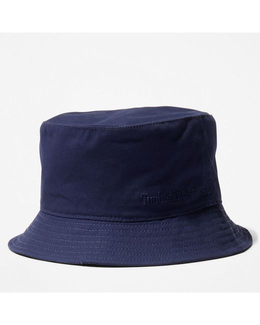 Timberland Peached Cotton Canvas Bucket Hat For In Navy