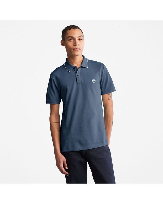 Timberland Millers River Print-collar Polo Shirt For In Dark