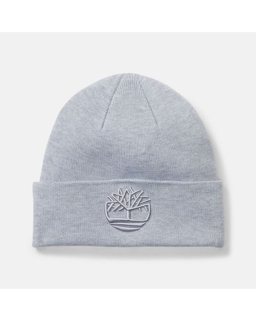 Timberland Tonal 3d Embroidery Beanie For In Light Grey