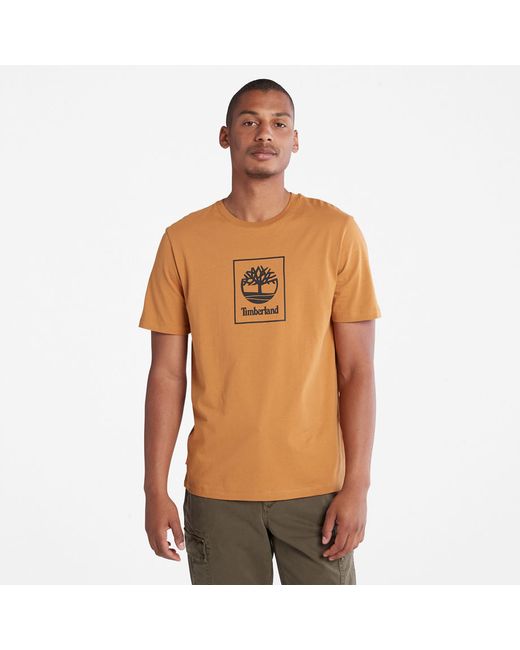 Timberland Stack Logo T-shirt For In Yellow/black