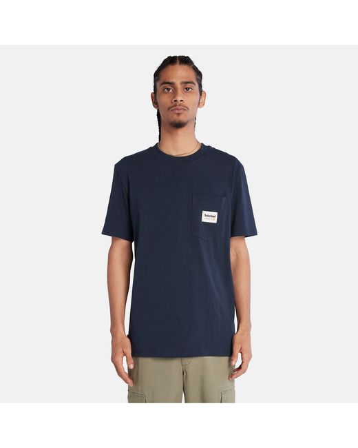 Timberland Cotton Pocket Tee For In Navy
