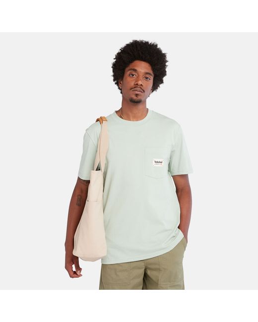 Timberland Cotton Pocket Tee For In Light Green