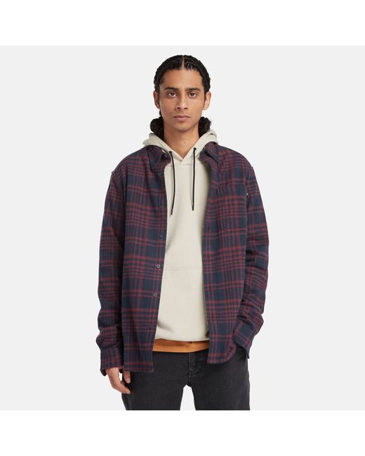 Timberland Heavy Flannel Check Shirt For In Burgundy