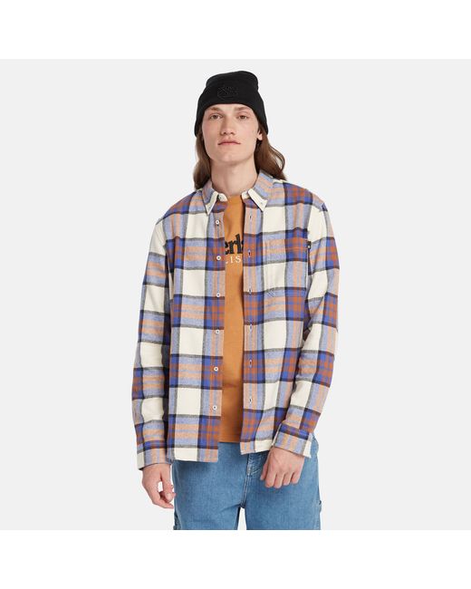 Timberland Checked Flannel Shirt For In white/orange