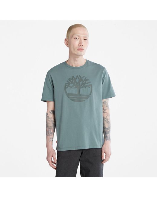 Timberland Kennebec River Tree Logo T-shirt For In Teal