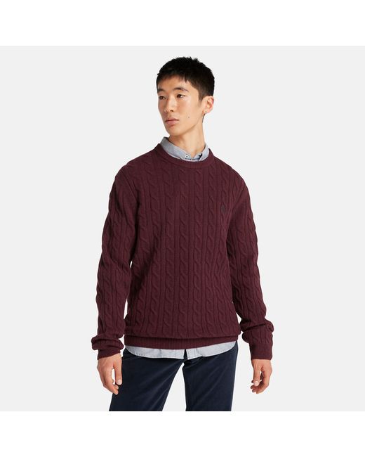 Timberland Phillips Brook Cable-knit Crew Jumper For In Burgundy