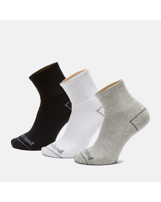 Timberland 3 Pair Pack Bowden Quarter Socks Black/white/grey Grey