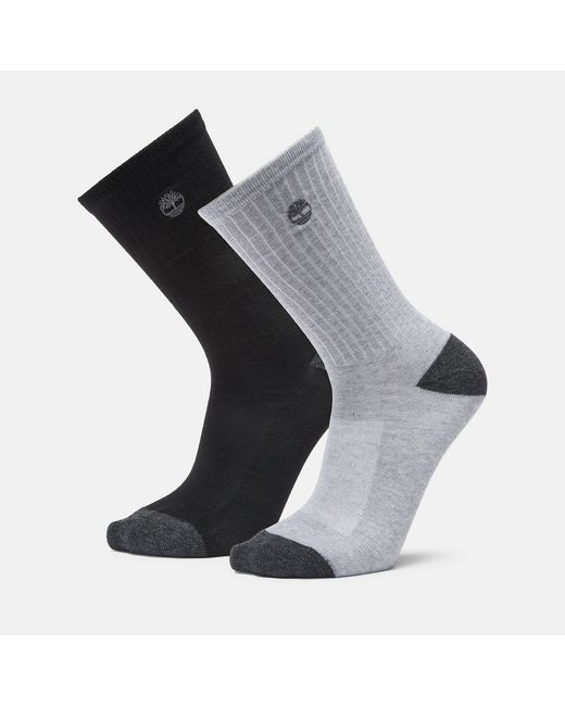 Timberland 2-pack Ribbed Crew Sock For Grey And Black