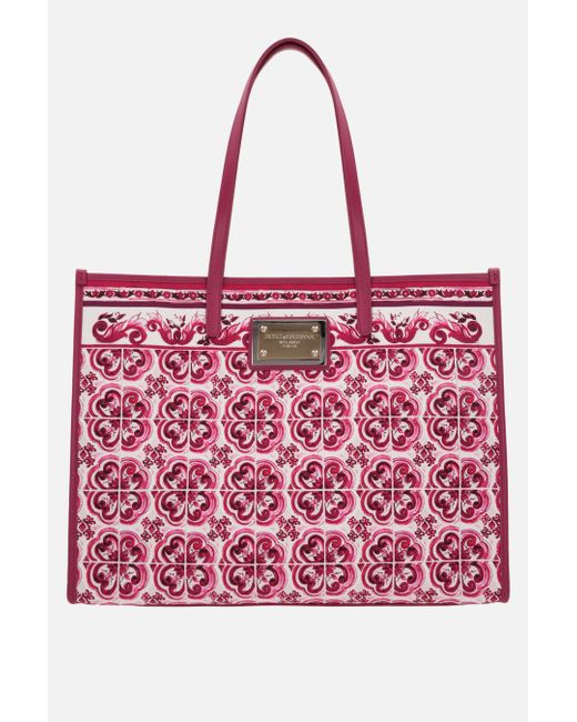 Dolce & Gabbana Majolica print canvas large shopping bag