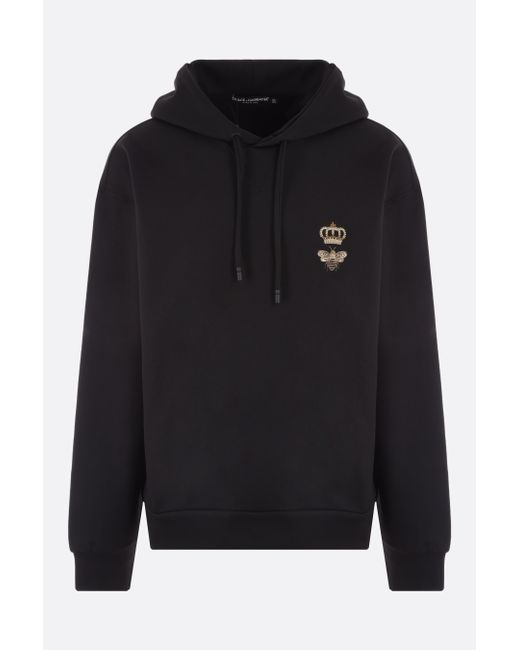 Dolce & Gabbana jersey hoodie with Bee and Crown embroidery Man