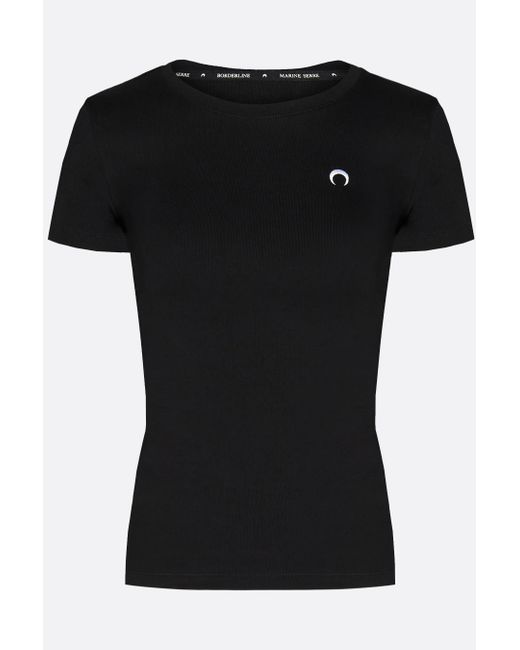 Marine Serre Mini-Fit organic cotton t-shirt with Moon logo embroidery