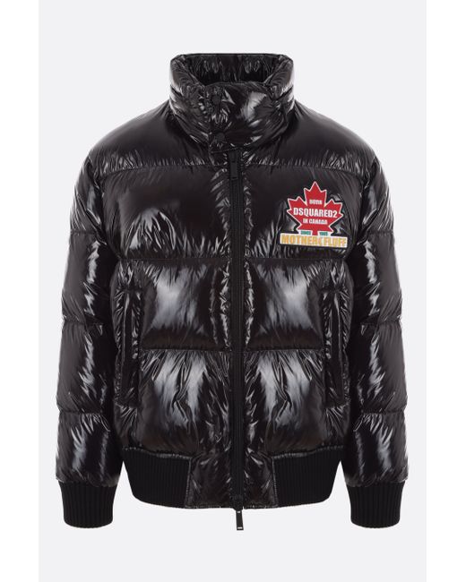 Dsquared2 shiny nylon down jacket with logo patch Man