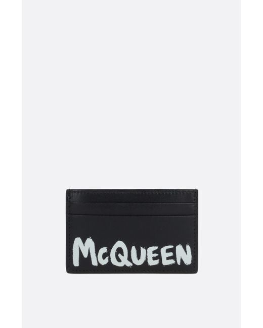 Alexander McQueen McQueen Graffiti smooth leather card case Man