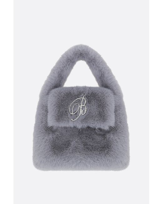 Blumarine B pin-detailed faux fur handbag