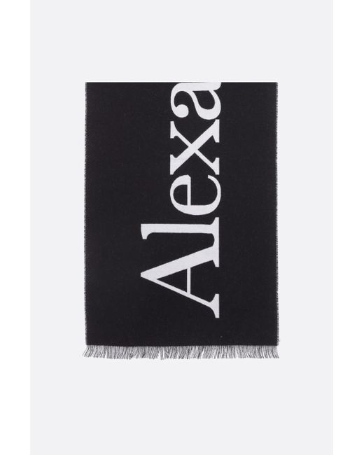 Alexander McQueen logo jacquard wool scarf Man