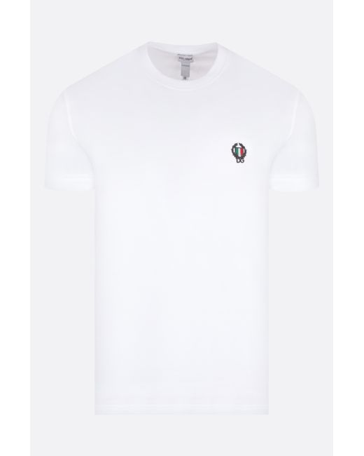 Dolce & Gabbana stretch cotton t-shirt with emblem logo embroidery Man