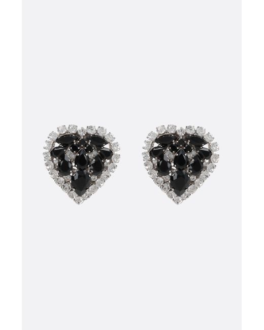 Alessandra Rich crystal-embellished brass heart earrings