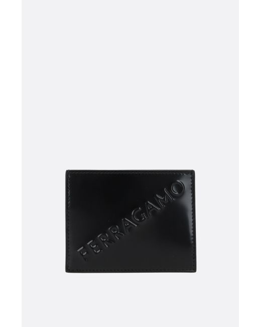 Ferragamo logo-detailed shiny leather card case Man