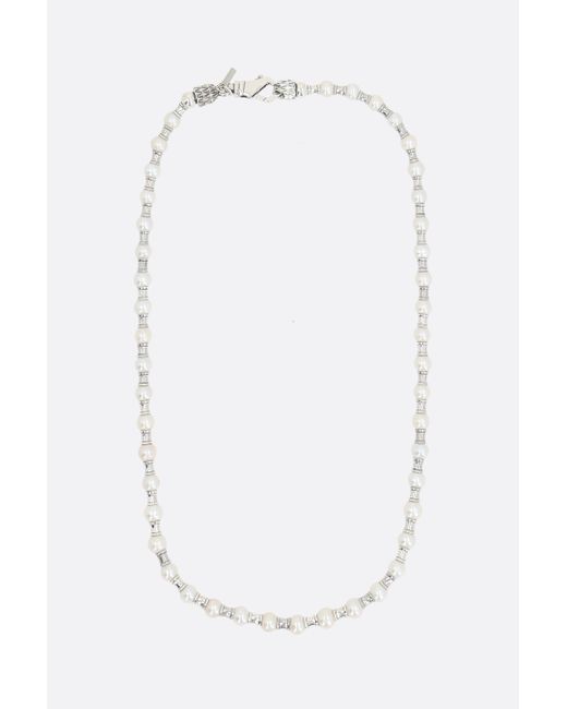 Emanuele Bicocchi pearl-embellished 925 sterling silver necklace with spacers Man