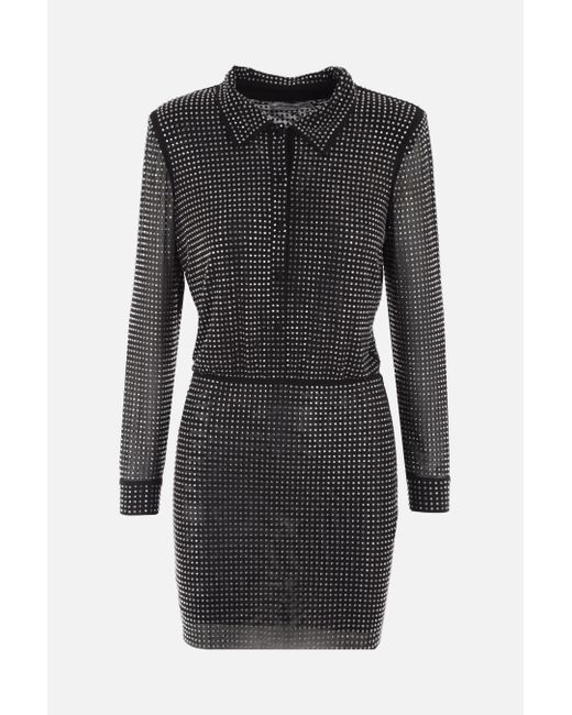 Self-Portrait mesh shirt dress with crystals