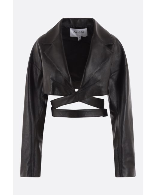 Alaïa Crossover leather cropped jacket
