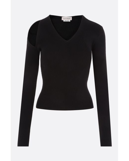 Alexander McQueen stretch wool pullover with cut-out