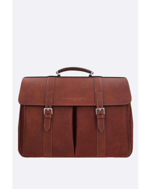Brunello Cucinelli grainy leather business bag Man
