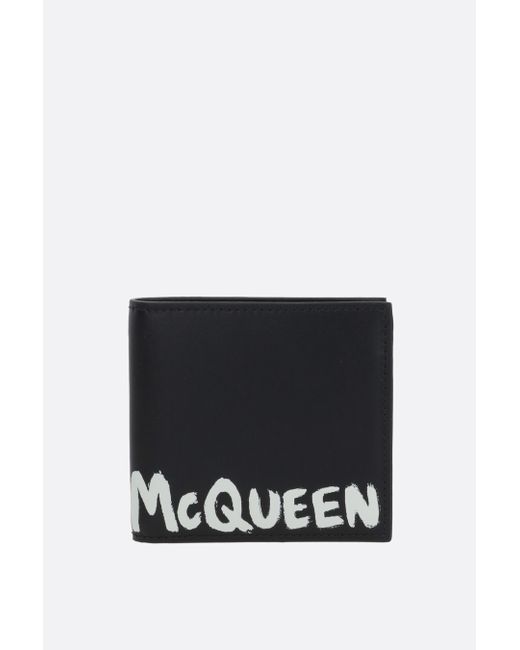 Alexander McQueen McQueen Graffiti smooth leather billfold wallet Man