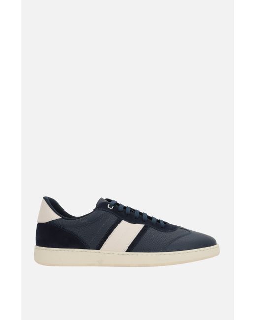 Ferragamo Achille grainy leather and suede sneakers Man