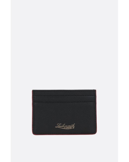 Leathersmith of London logo-detailed textured leather card case Man