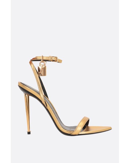Tom Ford Padlock Pointy laminated leather sandals