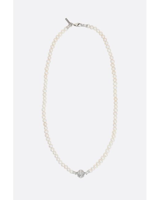 Emanuele Bicocchi pearl-embellished 925 sterling silver necklace with skull pendant Man