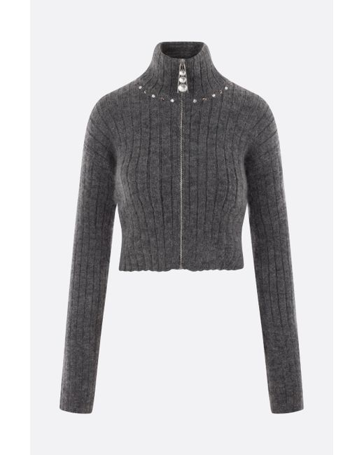 Alessandra Rich wool blend knit full-zip cropped cardigan