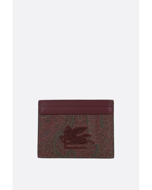 Etro Paisley coated canvas and smooth leather card case Man